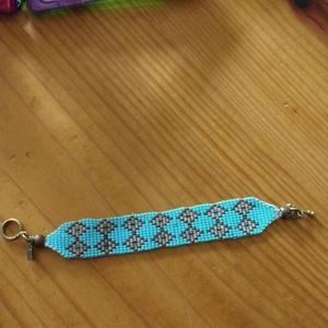 VM Vanessa Mooney loom bracelet in turquoise and brown